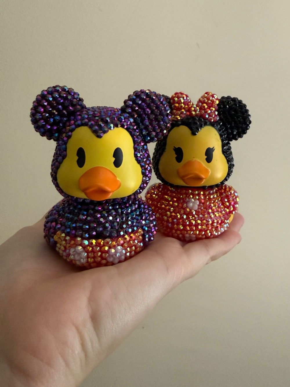 Bedazzled Mickey and Minnie Rubber Ducks